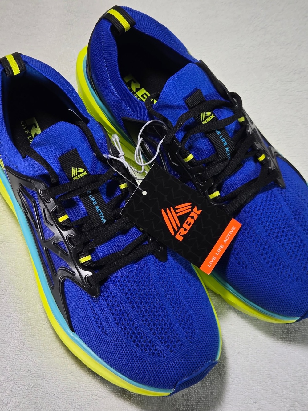 RBX Men’s Royal Blue Athletic Shoes with Neon Yellow Highlights